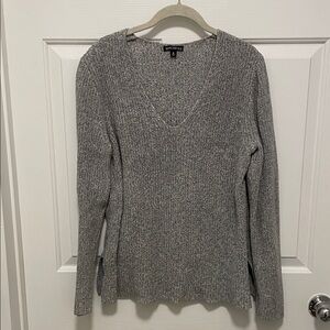 J Crew Merchantile Sweater Womens V neck Medium Grey Long sleeve